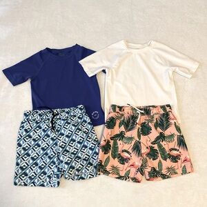Old Navy 2 Rashguard and Swim Trunk Sets in 3T